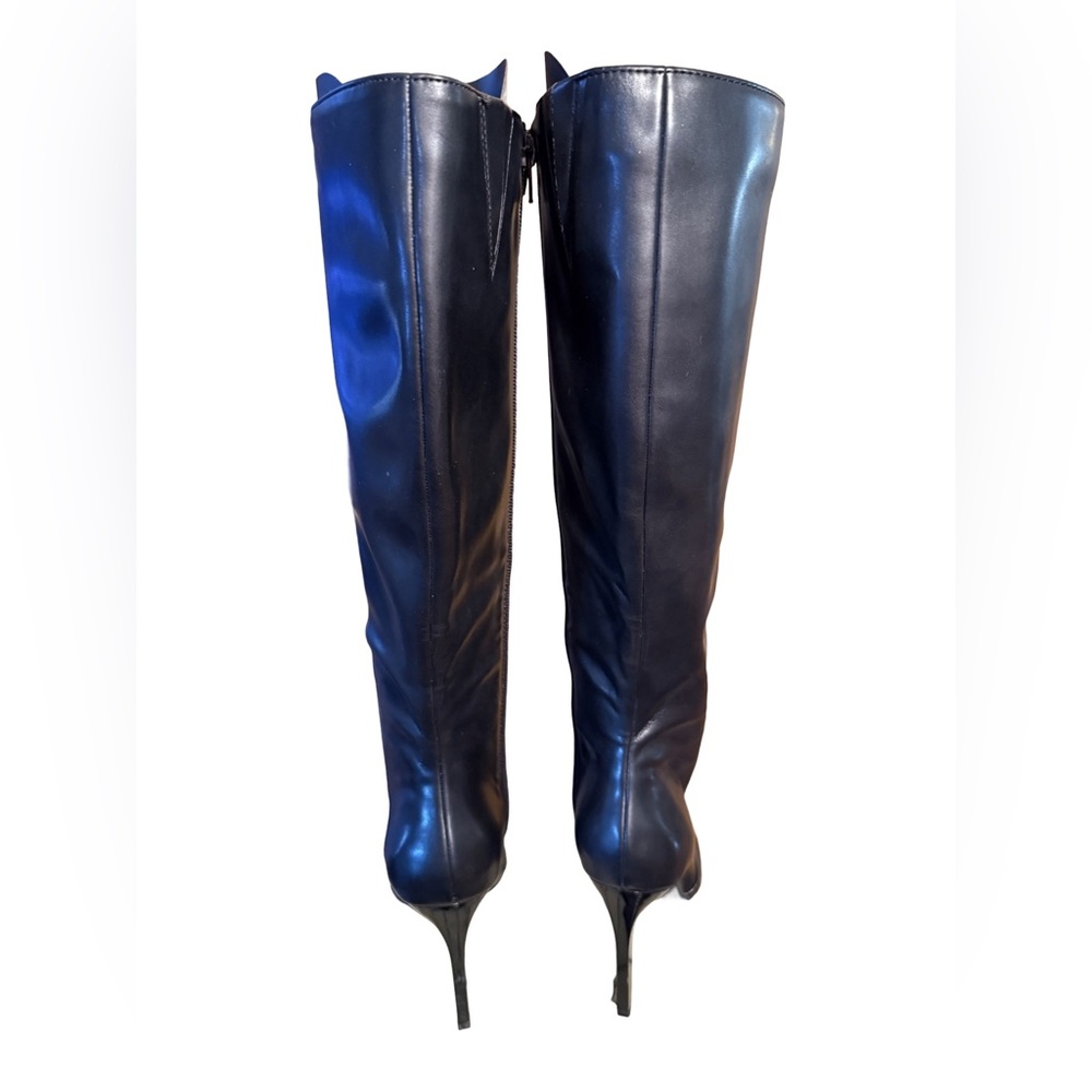 INC International Concepts NWT Sz 5M Black Man Made Knee High Heel Boots (SH182) - Picture 7 of 10